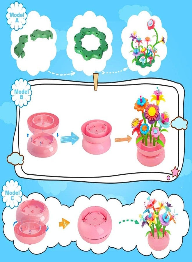 BEMITON Flower Building Toy Set for Girls, Best Birthday Gifts for 3 4 5 6 7 Year Old Kids, Arts and Crafts Kit for Toddlers, STEM Activities and Gardening Pretend Playset, 148 pcs - Image 3